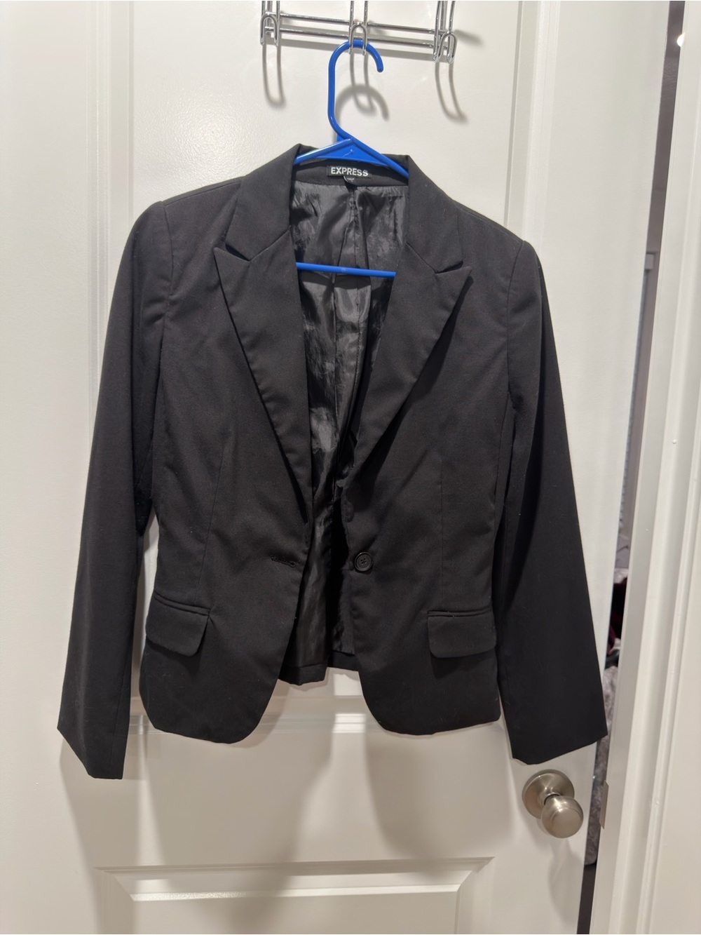Express Black Single-Button Notch Lapel Blazer